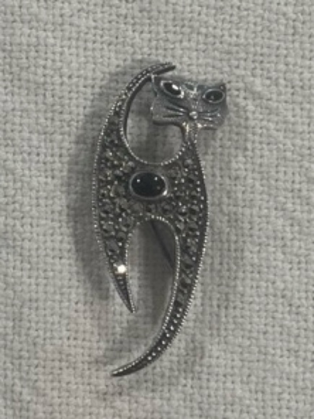 Sterling Silver Vintage Cat Brooch Pin - Silver Cat Jewelry Accent